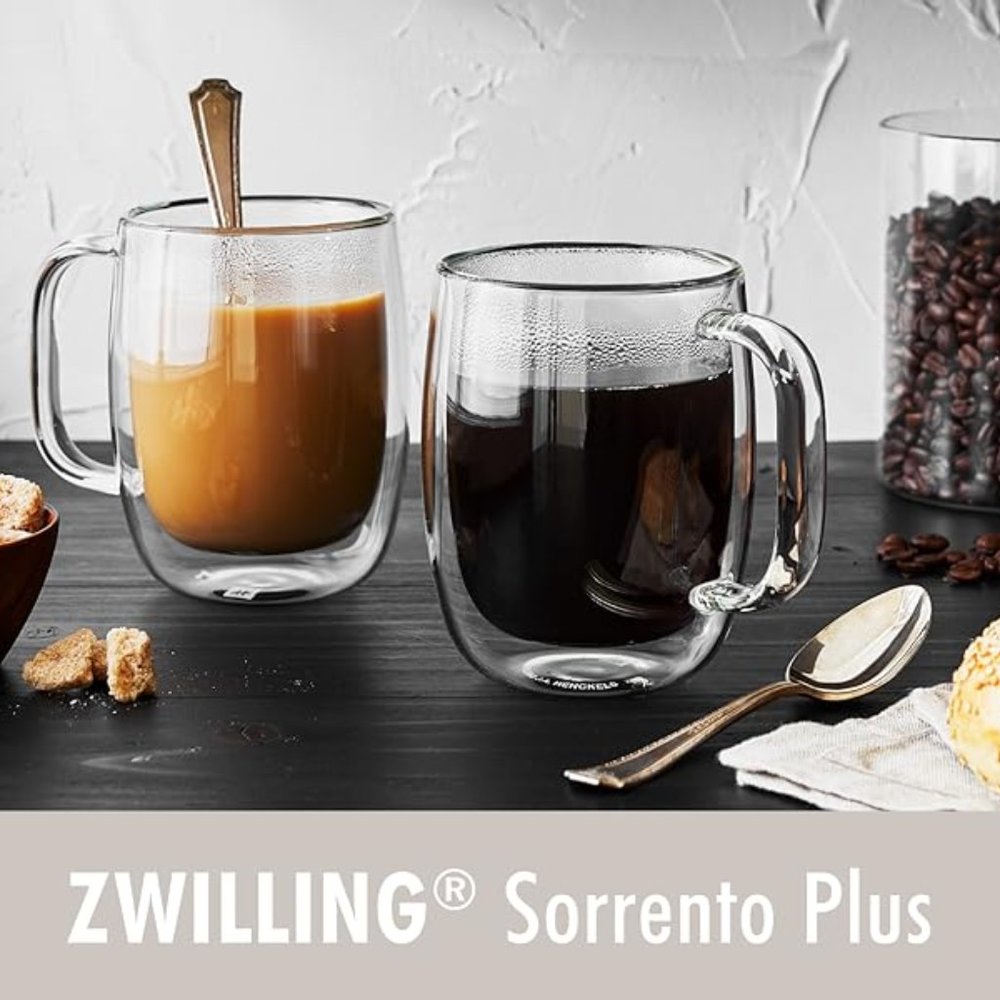ZWILLING SORRENTO PLUS - DOUBLE WALL GLASSWARE 4-pc Mug set - Brand New